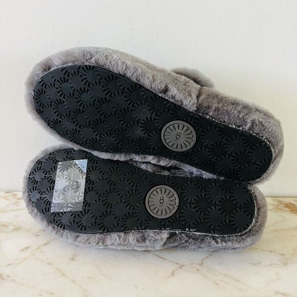 UGG AUSTRALIA Grey Fuzz Yeah Slide Slippers - US 7 - Picture 9 of 9